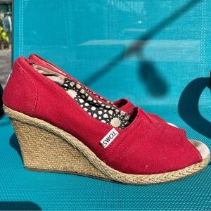 Red Toms Wedge Espadrilles